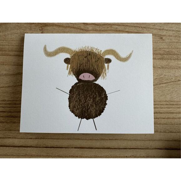 Greeting Cards Blank Cards Scottish Highland Cow Boho Gift Handmade Gift Art - Picture 2 of 3